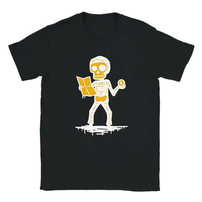 Musta crew-neck T-paita Suunnistaja - T-paita, jossa cartoon-skelton graafinen kuva