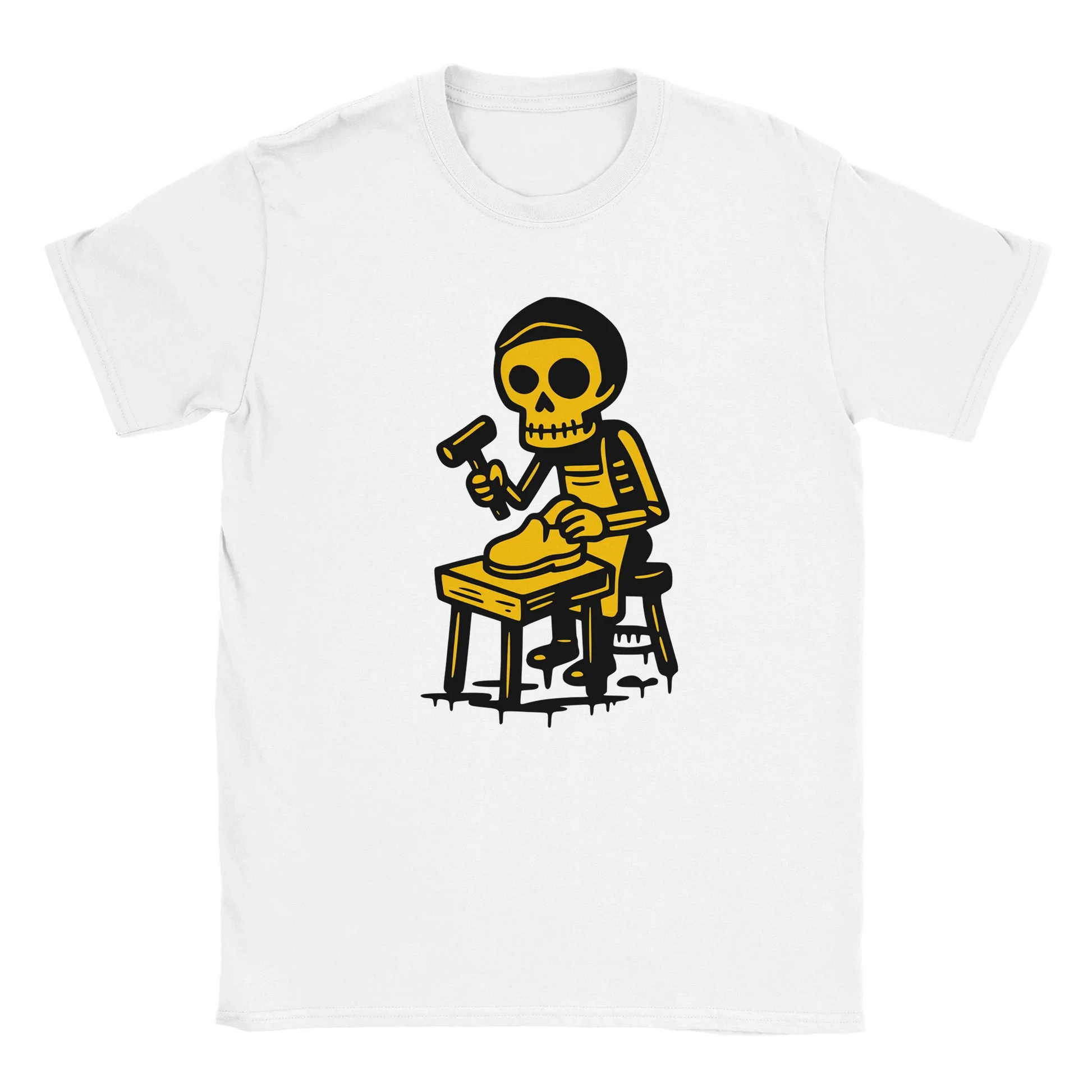 Valkoinen crew-neck T-paita Suutari - T-paita, cartoon-luunsilmä cobbler grafiikalla