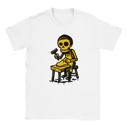 Valkoinen crew-neck T-paita Suutari - T-paita, cartoon-luunsilmä cobbler grafiikalla