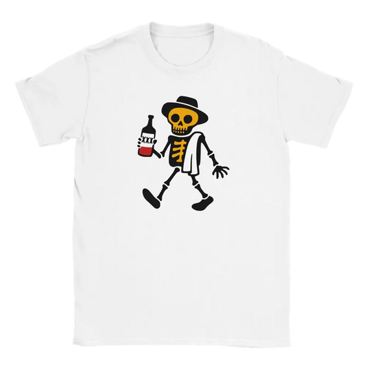 Valkoinen lyhythihainen crew neck T-paita Skeleton Graphic Viimeinen Löyly