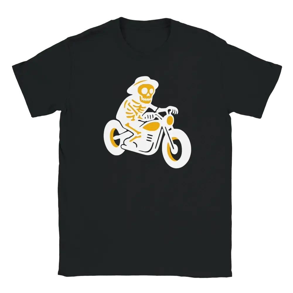Mustat T-paita Skeleton Rider moottoripyörä grafiikalla Viimeinen Matka T-paita
